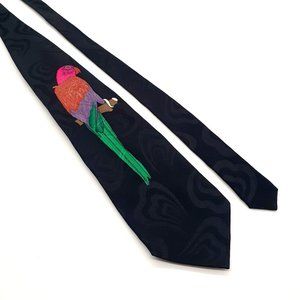 Chauncey Mens Parrot Silk Necktie Accessory Office Work Casual Dad Gift Bird